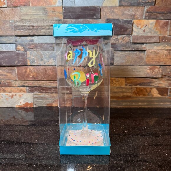 Hand Painted Happy Birthday Wine Glass by De-Lite - Picture 11 of 13